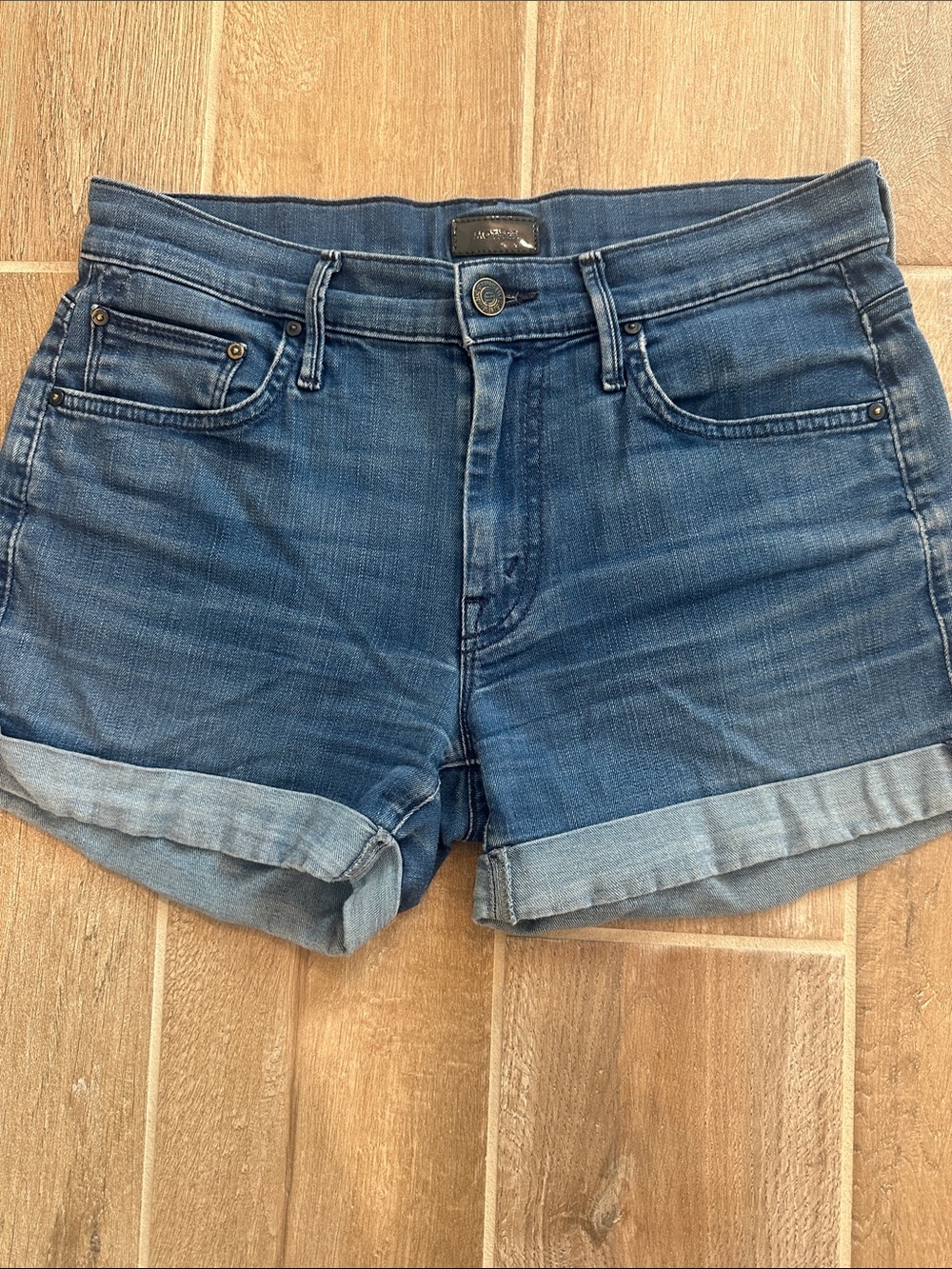 Mother Denim Roll-Cuff Women's Shorts - Blue